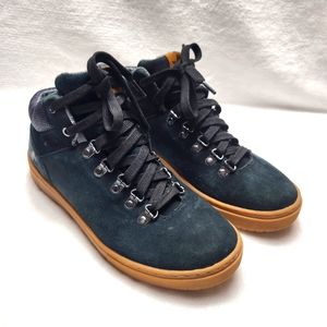 Suede High-Top Sneakers in Dark Green with Gum Sole